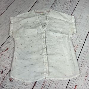 Boden Linen Polka Dot Button Down Size 10